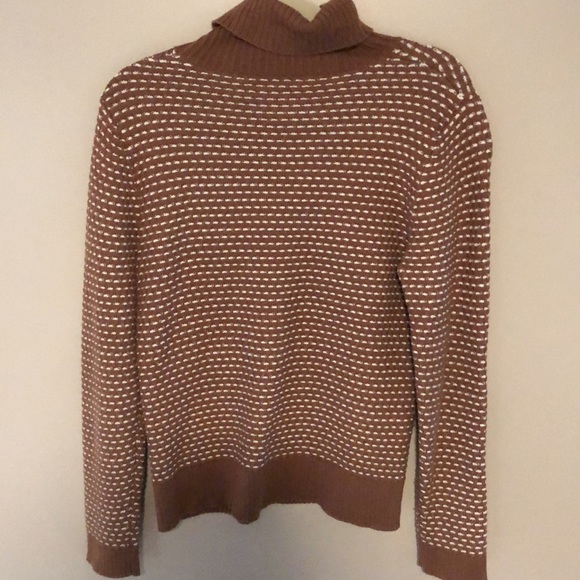 Jcrew Factory tan and white turtleneck sweater Size M - Picture 4 of 4